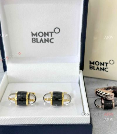 AAA Grade Copy Montblanc Star Walker Cufflinks Black Gold Model